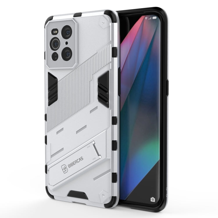 Light grey/white armored 2-in-1 phone case with TPU shockproof cover and holder