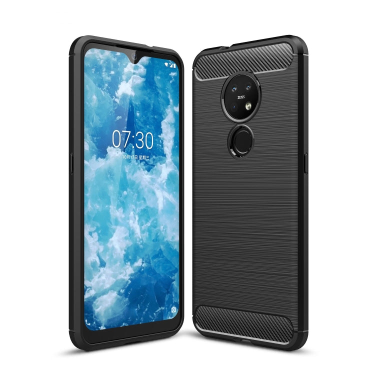 Black brushed carbon-fiber TPU phone case with raised camera cutouts and slim edges