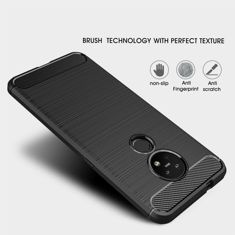 Black brushed carbon-fiber TPU phone case with textured grips on corners and sides