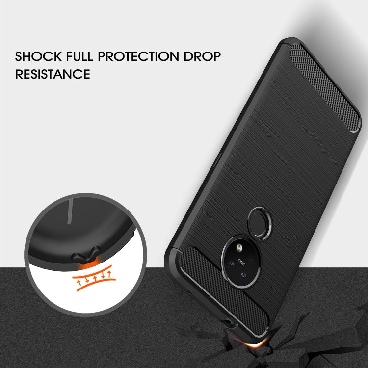 Black brushed carbon-fiber TPU phone case with raised bumper for shock protection