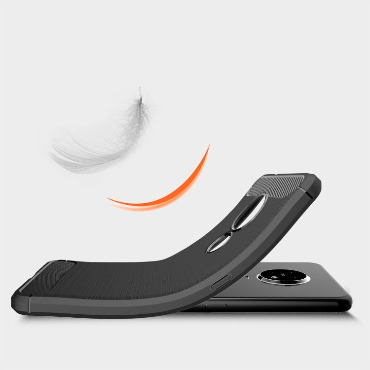 Black carbon-fiber TPU phone case with curved side bumper for drop resistance