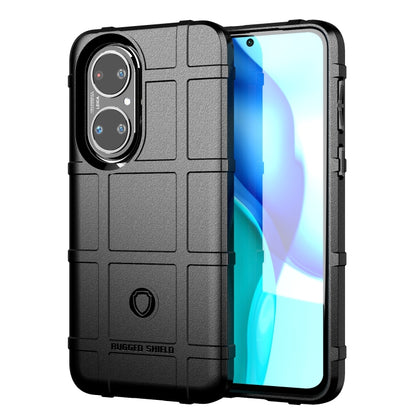 Rugged shockproof TPU phone case, dark gray textured grid with raised camera cutout