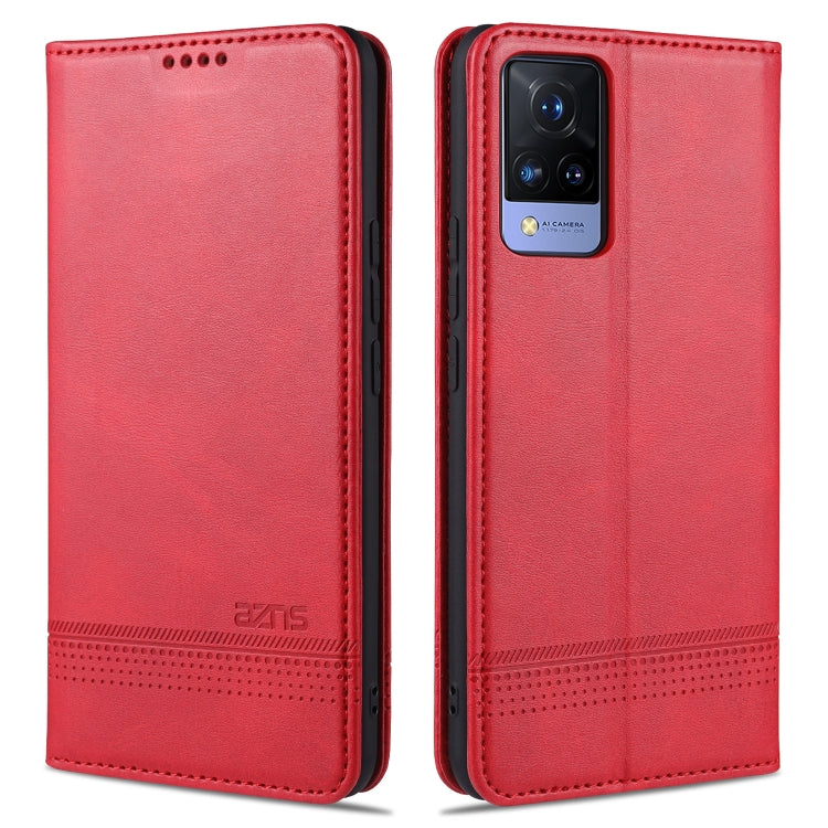 Red magnetic flip leather phone case with card slots and camera cutout
