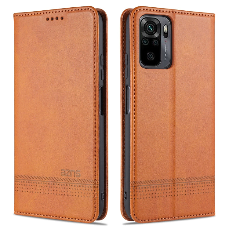 Reddish-brown flip leather wallet phone case with stitched edges and camera cutout