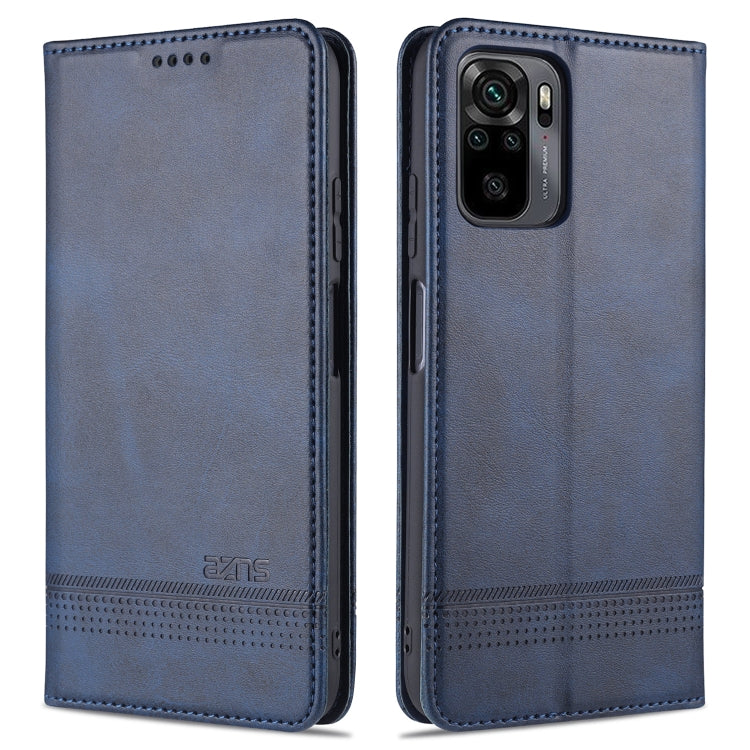 Blue flip leather wallet phone case with stitched frame and camera cutout