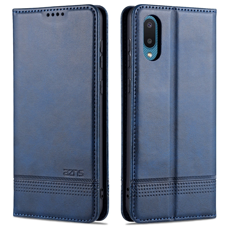 Blue flip leather wallet phone case with camera opening and stitched edges