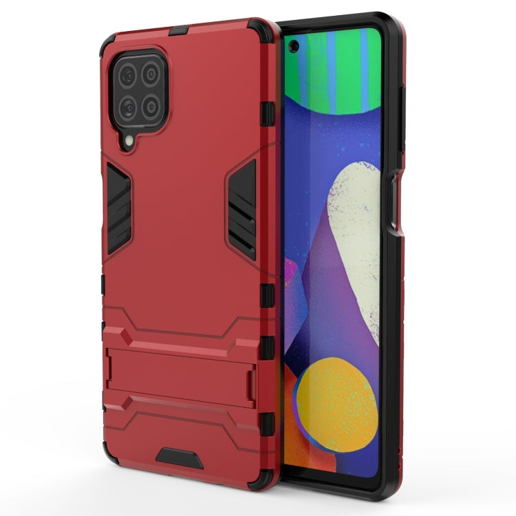 Red rugged shockproof phone case with reinforced corners and side grip panels