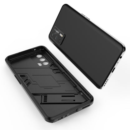 Black rugged phone case parts: back shell and base frame