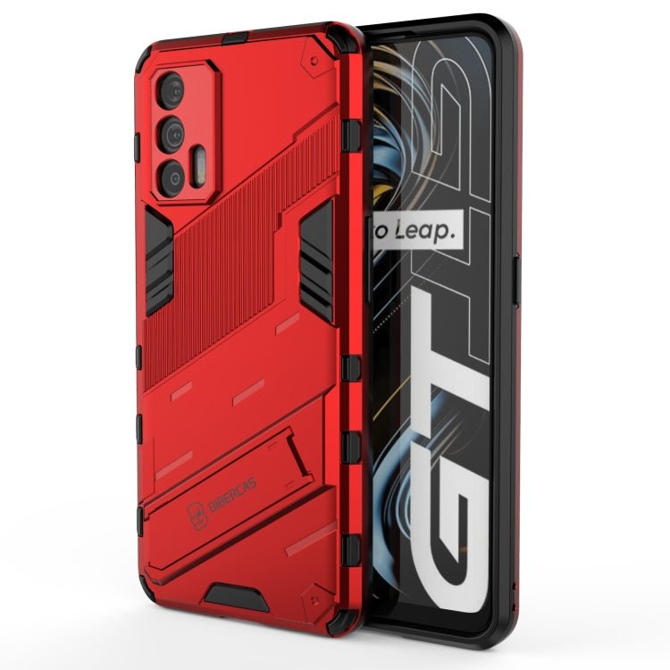 Red rugged phone case with raised edges and camera cutouts, TPU armor style
