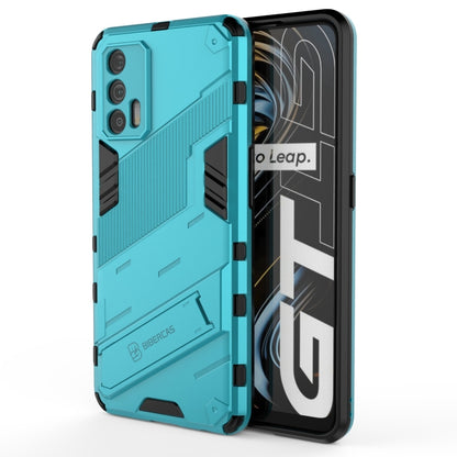 Shockproof phone case with invisible holder, turquoise rugged armor shell