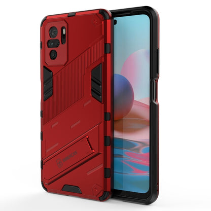 Red rugged phone case with TPU bumper edges and camera and port cutouts