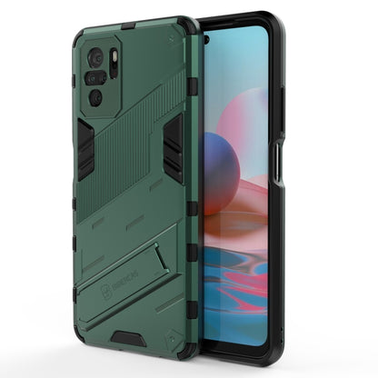 Shockproof phone case with invisible holder, dark green textured protective case
