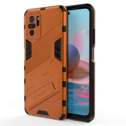 Shockproof phone case with invisible holder, orange textured protective case