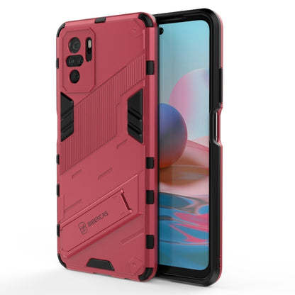Red rugged phone case with invisible holder, 2-in-1 PC+TPU armor, shockproof