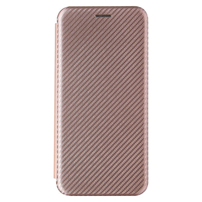 Brown carbon-fiber textured flip phone case with magnetic closure
