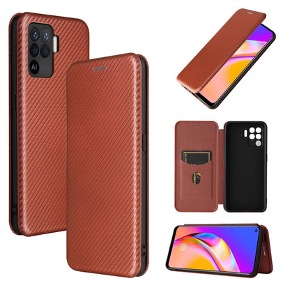 Brown rust carbon fiber textured magnetic flip phone case with card slot