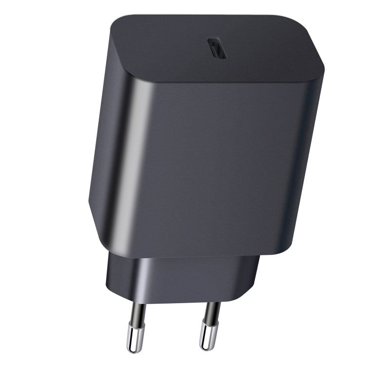 Black EU USB-C travel charger front view with single port opening