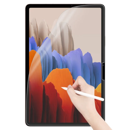 Matte paperfeel tablet screen protector on black-framed tablet, stylus smoothing film