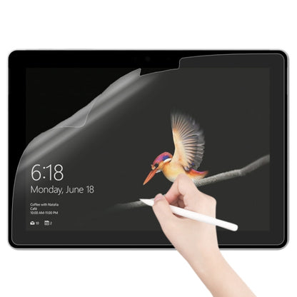 Matte paperfeel screen protector applied to tablet, front view with stylus
