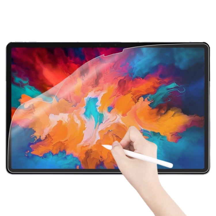 Matte paperfeel tablet screen protector on black-framed tablet, stylus applies to glass