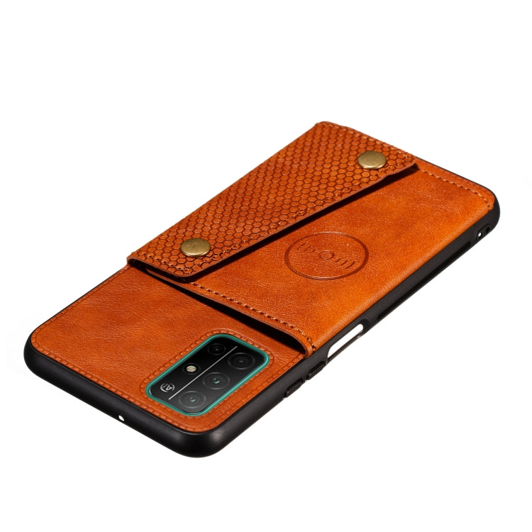 Light brown folio wallet phone case with magnetic closure and front flap