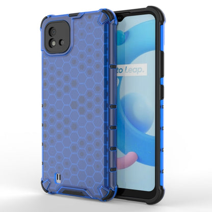 Blue shockproof honeycomb phone case with PC back and black TPU bumper
