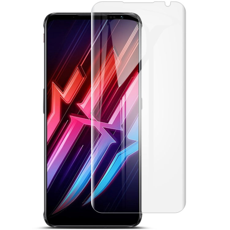 Hydrogel film full-coverage screen protector set, clear, shown on smartphone front