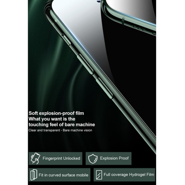 Hydrogel film full-coverage screen protector fitted along phone edge, clear