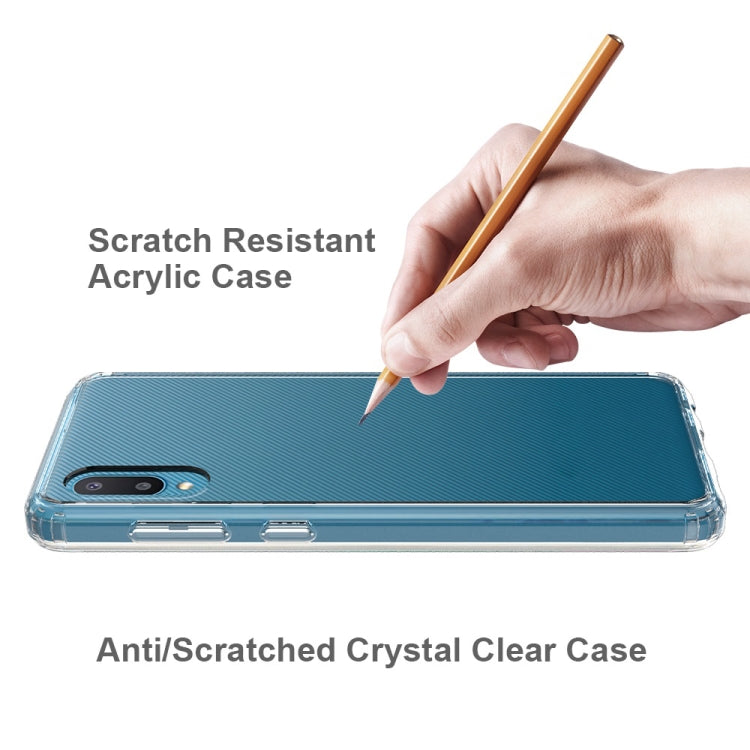 Clear scratch-resistant phone case with blue back and edge coverage