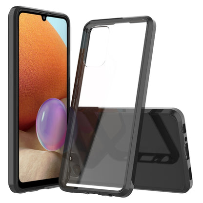 Clear protective phone case with black bumper and transparent back panel