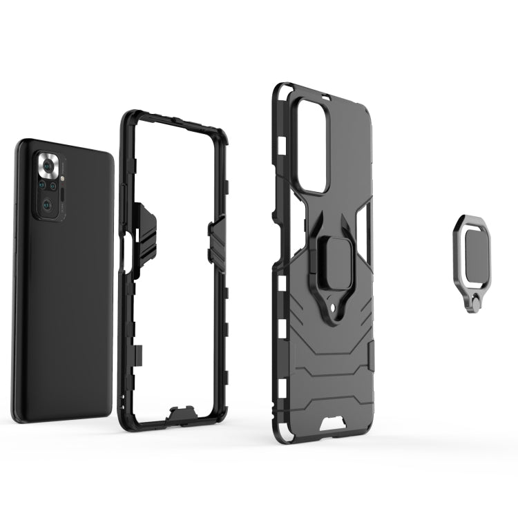 Shockproof TPU phone case with magnetic ring holder; black case with detached ring