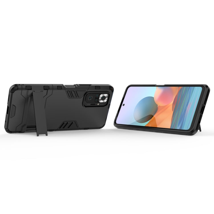 Rugged shockproof black phone case with built-in kickstand and camera protection