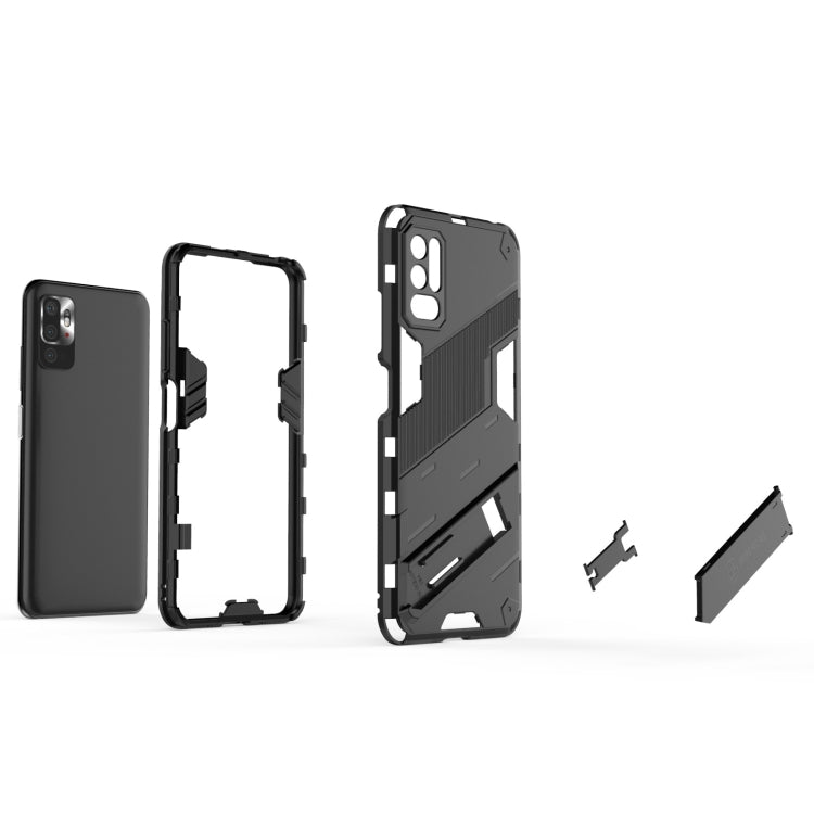 Rugged phone case set with outer shell and TPU frame, plus stand piece