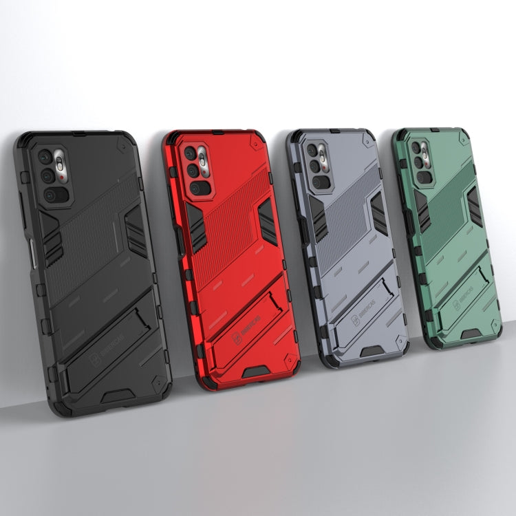 Rugged phone case in black, red, gray, and green with shockproof design