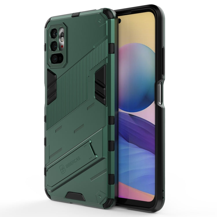 Green rugged shockproof phone case with textured back and camera openings