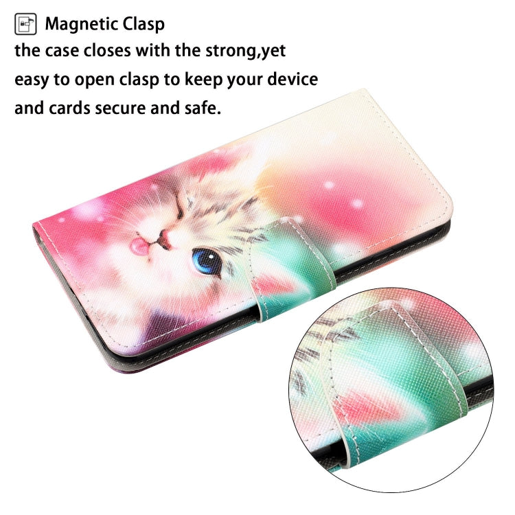 Printed cat wallet phone case with magnetic clasp and secure edge stitching