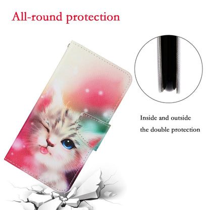 Printed cat flip wallet phone case with double-layer protection and cutout openings