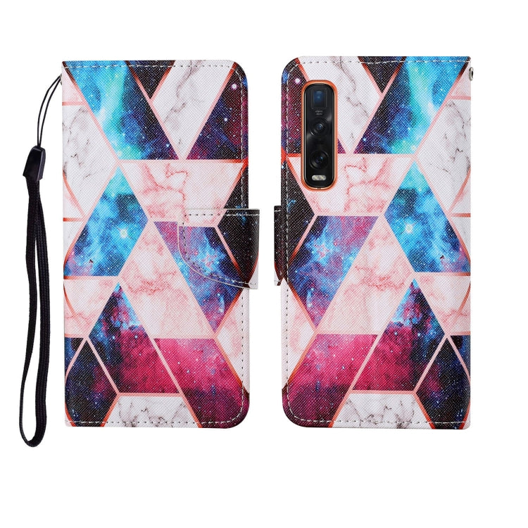Wallet phone case with colorful geometric pattern, flip cover and wrist strap