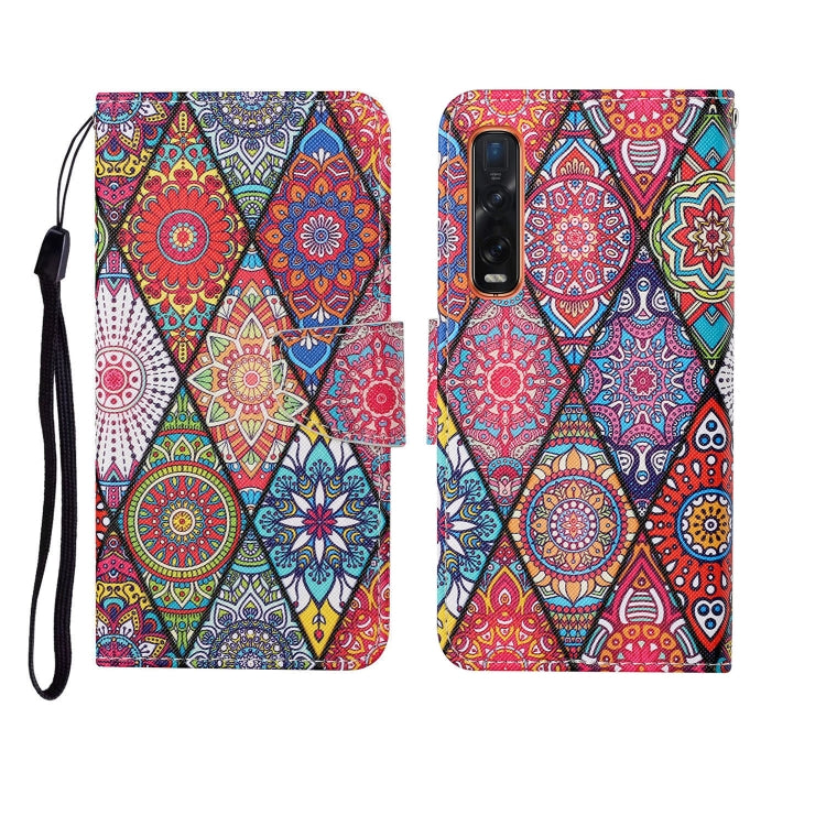 Folding wallet phone case with colorful patterned design and side wrist strap