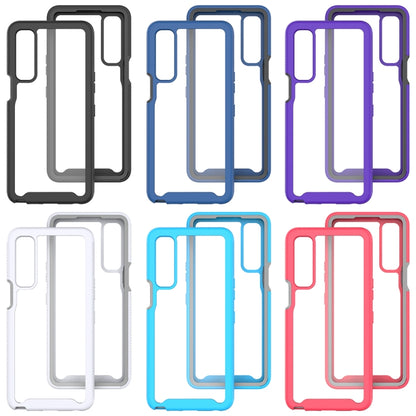 Assorted shockproof phone cases in white, black, light blue, royal blue, purple, pink