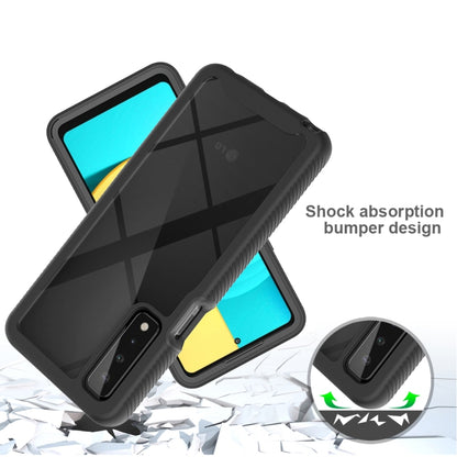 Black shockproof phone case with raised bumper edges and camera cutout