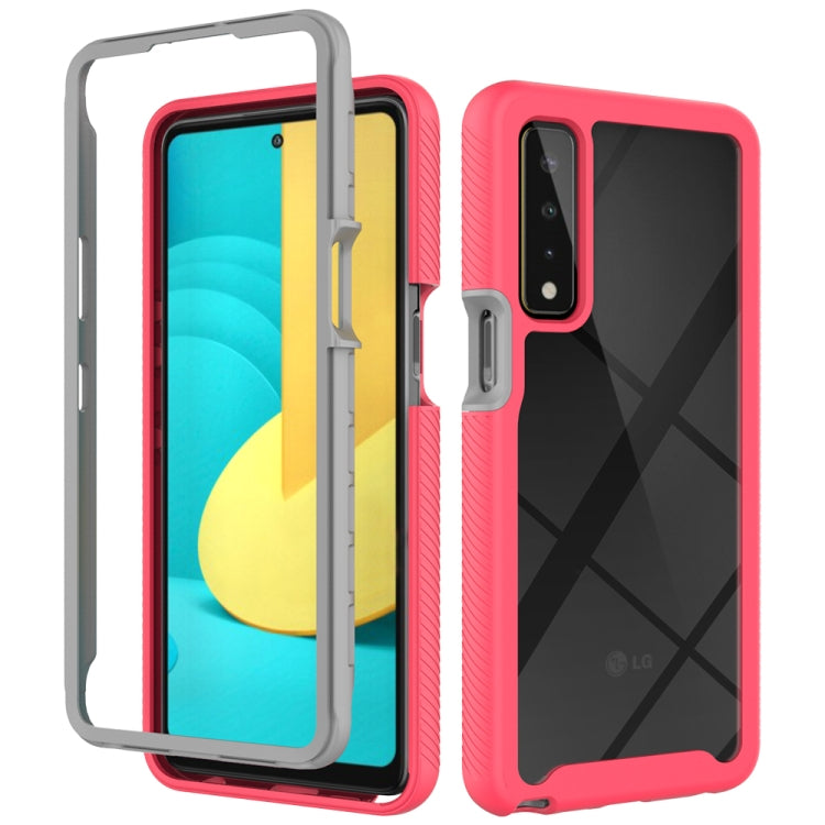 Red shockproof phone case with gray trim, camera cutout, front and back
