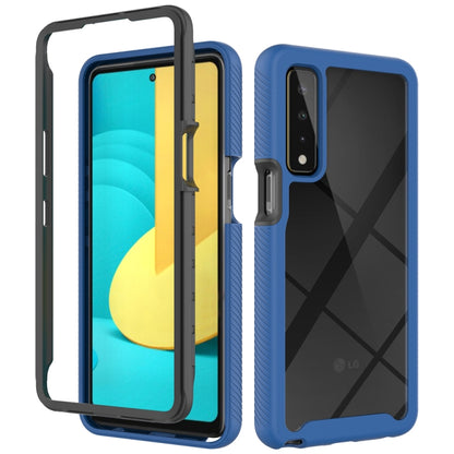 Royal blue shockproof phone case with gray trim, camera cutout, front and back