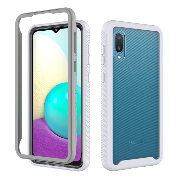 White shockproof TPU phone case with textured sides, front and back view.