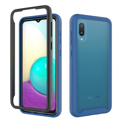 Royal blue shockproof TPU phone case with textured grip, front and back view.