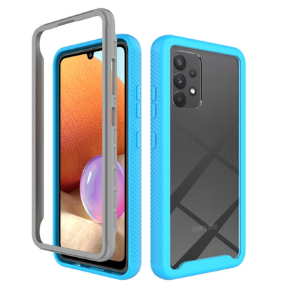 Light blue shockproof TPU phone case with textured grip, front and back view.