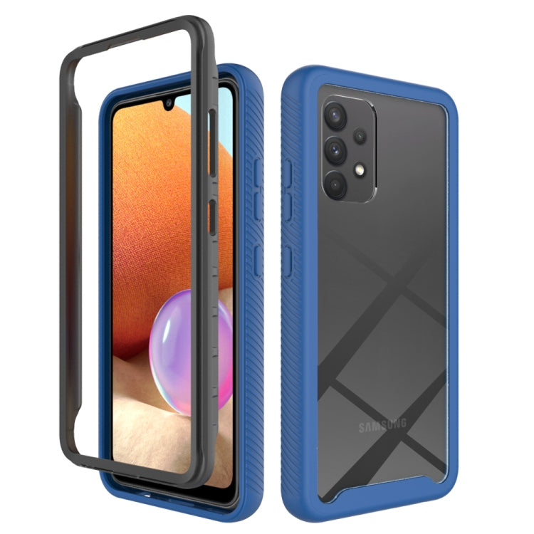 Royal blue shockproof TPU phone case with textured grip, front and back view.