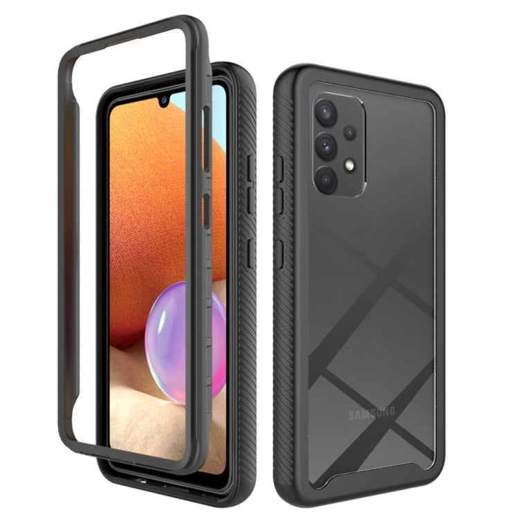 Black shockproof TPU phone case with textured grip, front and back view.