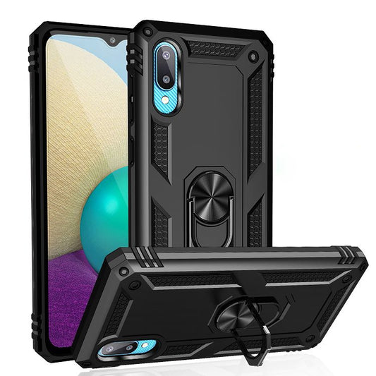 Shockproof black phone case with TPU+PC and rotating kickstand ring holder