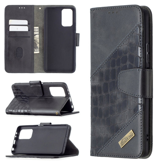 Dark PU leather phone case with wallet card slots and flip cover, crocodile texture